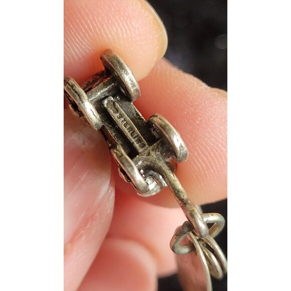 vintage silver charm cuckoo clock marked 800 carved people and moving chains - Picture 5 of 6